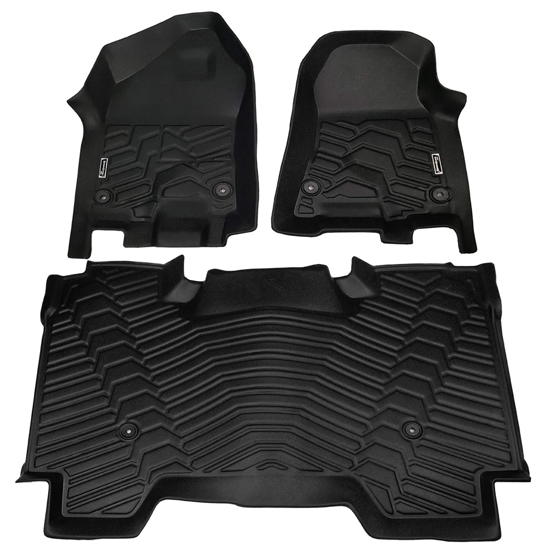 FREEMOTOR802 3D All Weather TPE Floor Mats For 2019-2024 Ram 1500 Crew Cab – Front & Rear, Black, Heavy Duty Liner Set