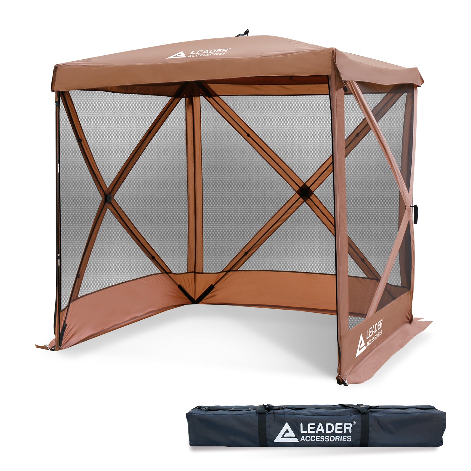 folding outdoor tent 4-Sided Tent Pop Up Square Camping Gazebo, Brown