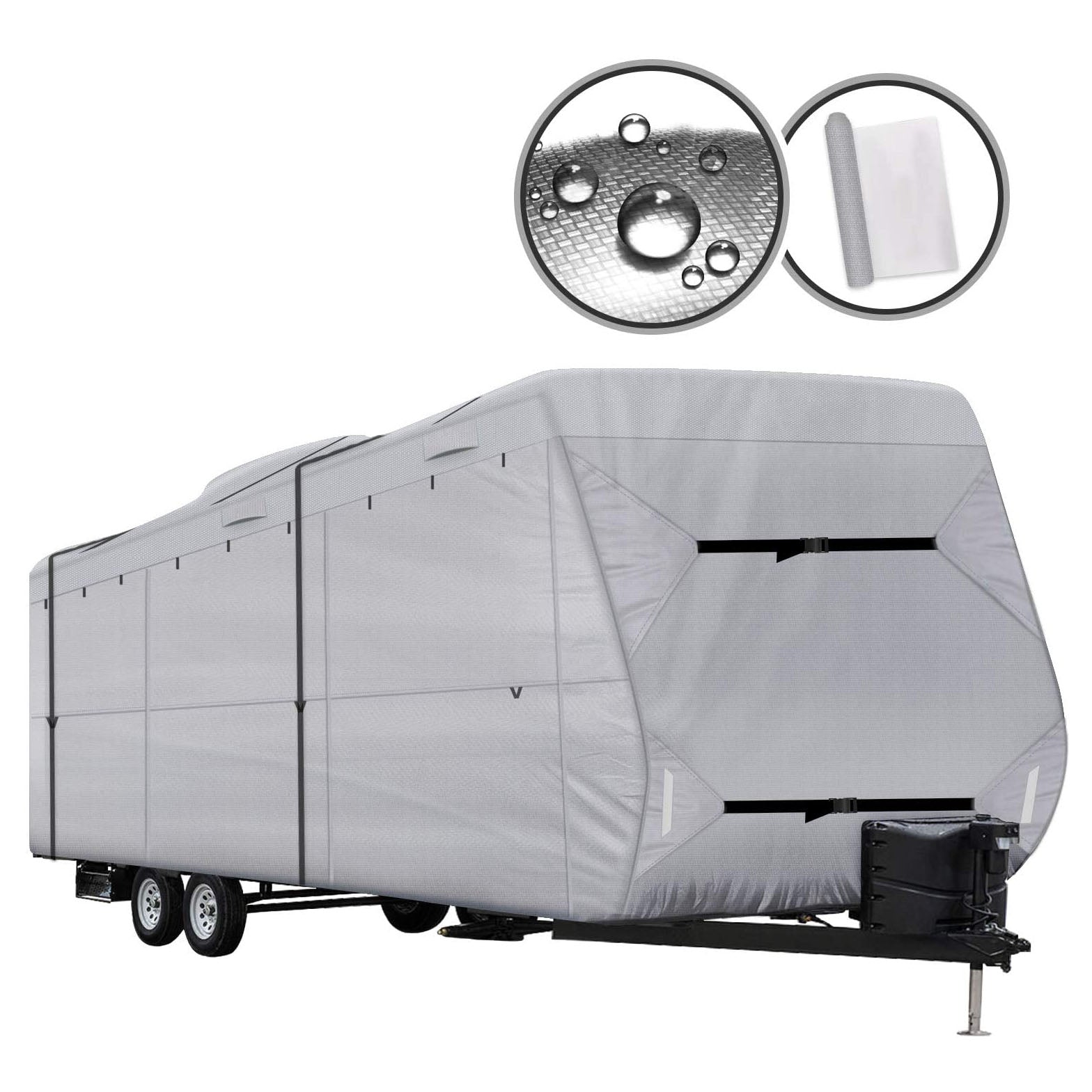 Travel Trailer RV Cover with Top 300D Ripstop Polyester Side 150D Poly