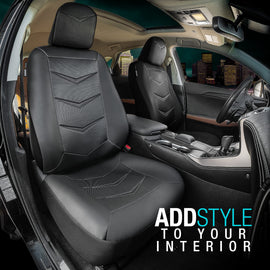 Bel-Air Seat Cover Universal fit, Black Faux Leather w/Carbon Fiber Pattern, 2pc kit - 0