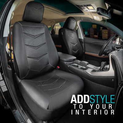Bel-Air Seat Cover Universal fit, Black Faux Leather w/Carbon Fiber Pattern, 2pc kit - 0