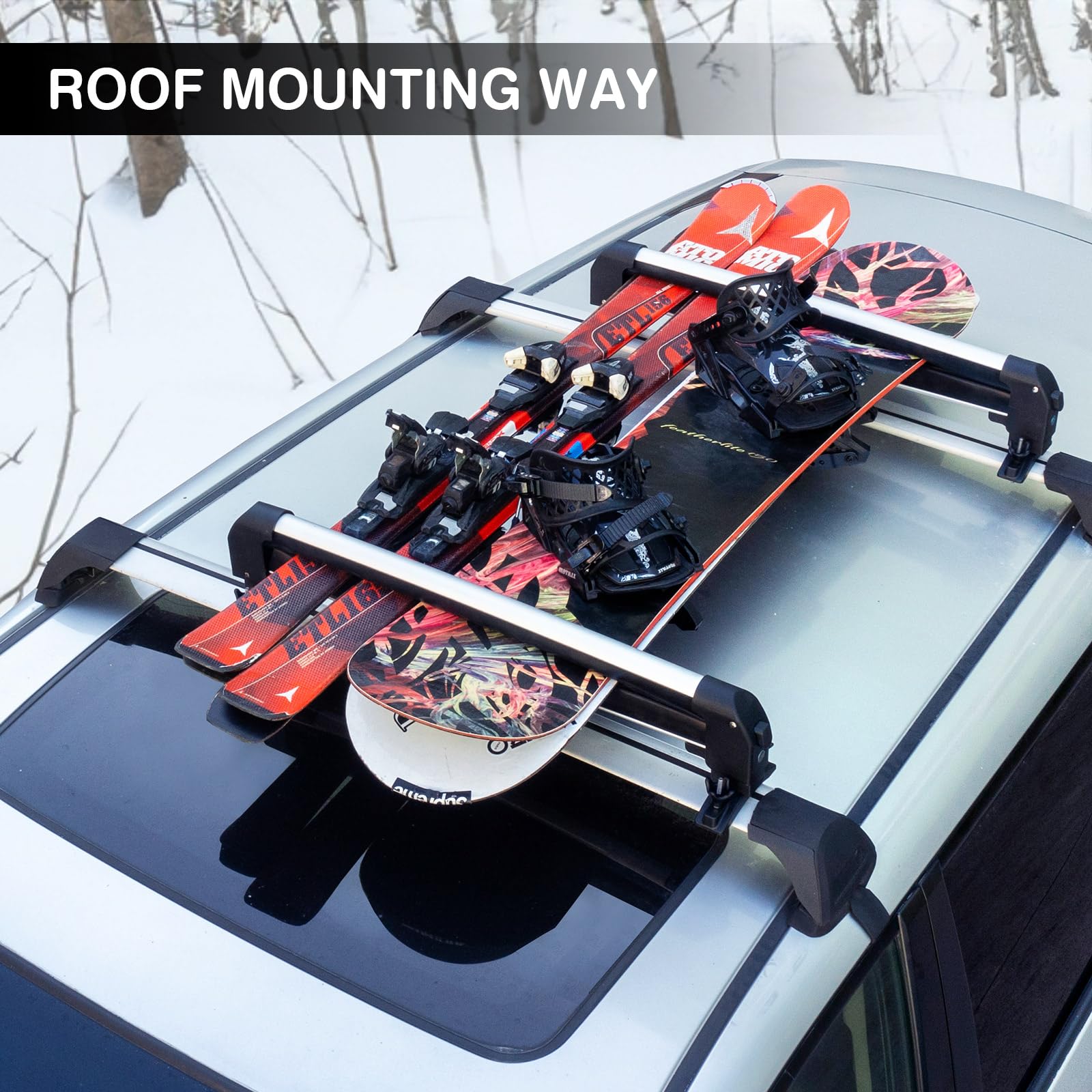 Folding Hitch-Mounted Ski & Snowboard Rack – Adjustable, Anti-Theft Lo