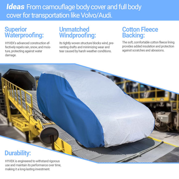 Hyvek All Weather Waterproof Hatchback Car Cover Breathable and UV Protection White/Blue