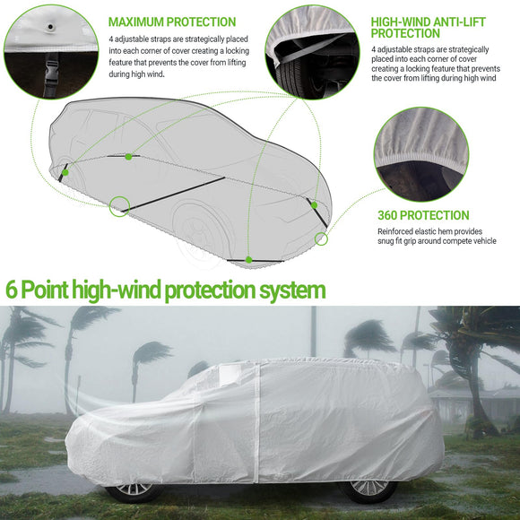 Hyvek All Weather Waterproof SUV Cover Breathable and UV Protection with Ventilation Window and Door Zipper