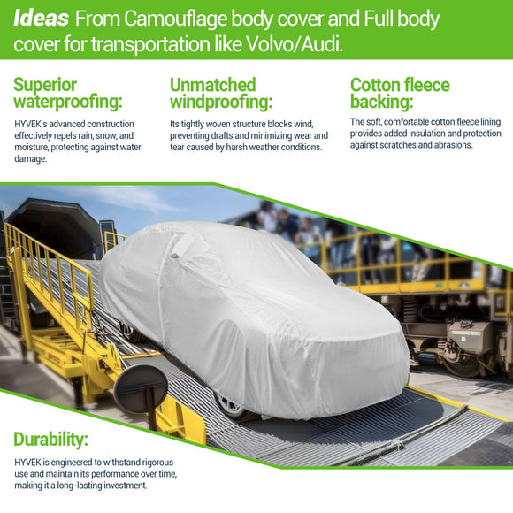 Hyvek All Weather Waterproof Car Cover Breathable and UV Protection with Ventilation Window and Door Zipper