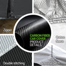 Luxury Carbon Fiber All-Weather Car Cover – Full Exterior Protection with Zipper, UV, Rain, Snow & Wind Resistant for Outdoor Use-3