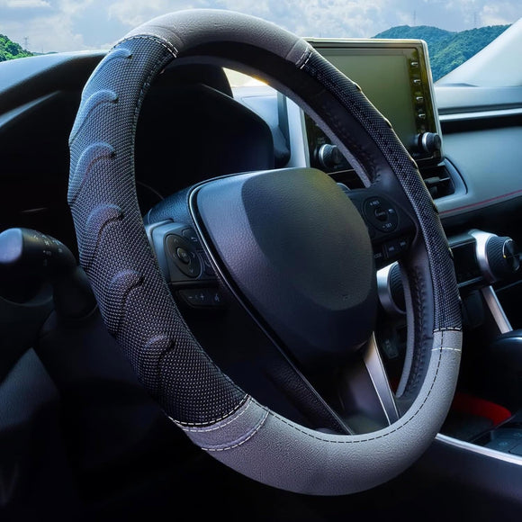 Textured Steering Wheel Cover for Trucks & SUVs, Comfort Grip, 15.5"-16"