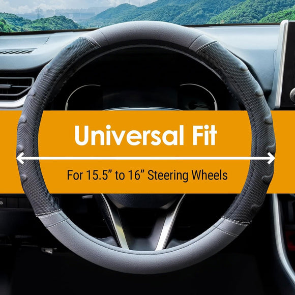 Textured Steering Wheel Cover for Trucks & SUVs, Comfort Grip, 15.5"-16"