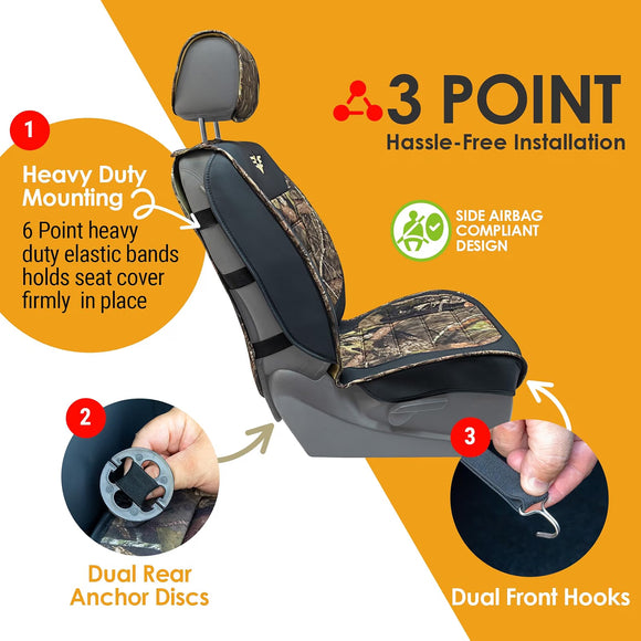 LPI Truck Mossy Oak Camo Heavy Duty Front Seat Covers 2PCS for Pickups/SUVs