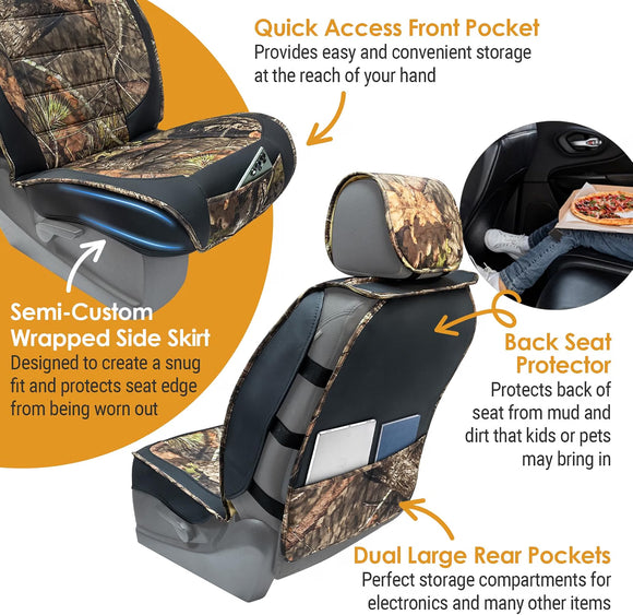 LPI Truck Mossy Oak Camo Heavy Duty Front Seat Covers 2PCS for Pickups/SUVs