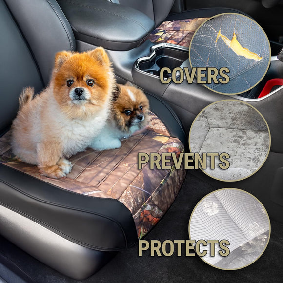 Mossy Oak Camo Front Car Seat Covers Padded Bottom Seat Cushion Cover for Cars SUV Truck Minivan 2pcs