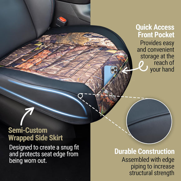 Mossy Oak Camo Front Car Seat Covers Padded Bottom Seat Cushion Cover for Cars SUV Truck Minivan 2pcs