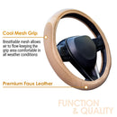 Premium Faux Leather Cool Mesh Grip Car Steering Wheel Cover with Breathable Grip-2