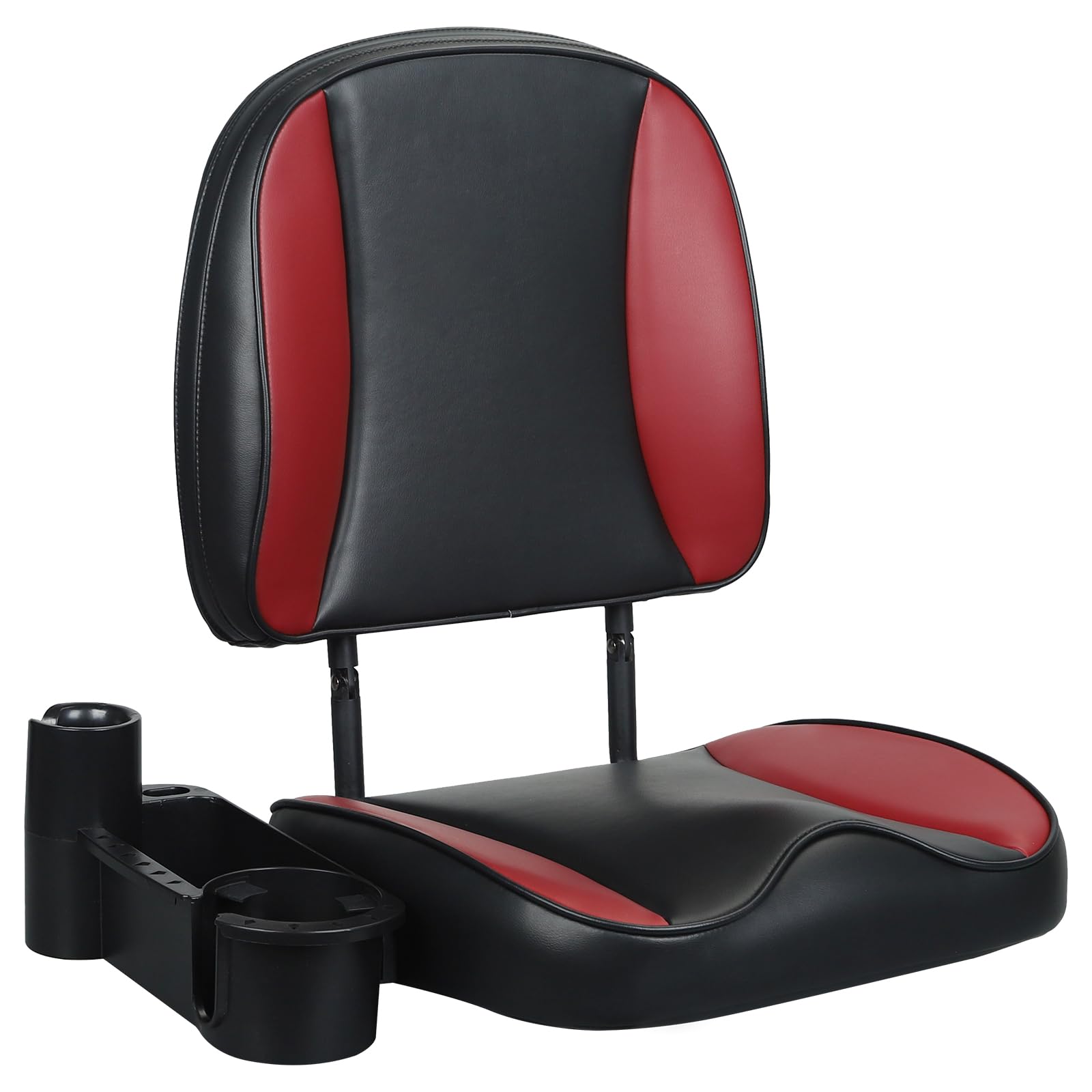 boat seat accessories bass fishing Low Back Folding Fishing Boat Seats with Caddy Organizer (1 seat), Black & Red W/ Black Piping