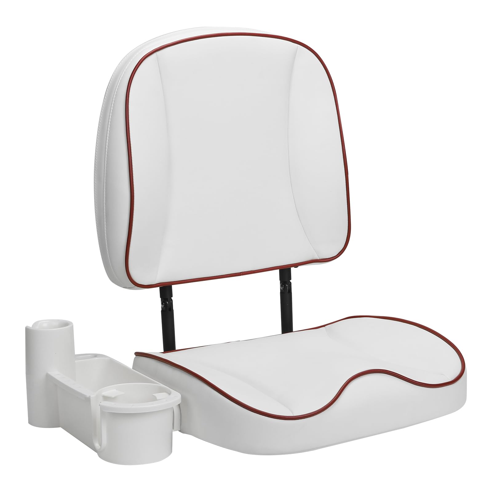 Low Back Folding Fishing Boat Seats with Caddy Organizer (1 seat), White W/ Red piping Low Back Folding Fishing Boat Seats with Caddy Organizer (1 seat), White W/ Red piping