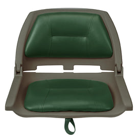 Buy brown-shell-w-green-leather Folding Molded Padded Boat Seat – Comfortable Fishing Seat with Backrest （ 1 seat ）