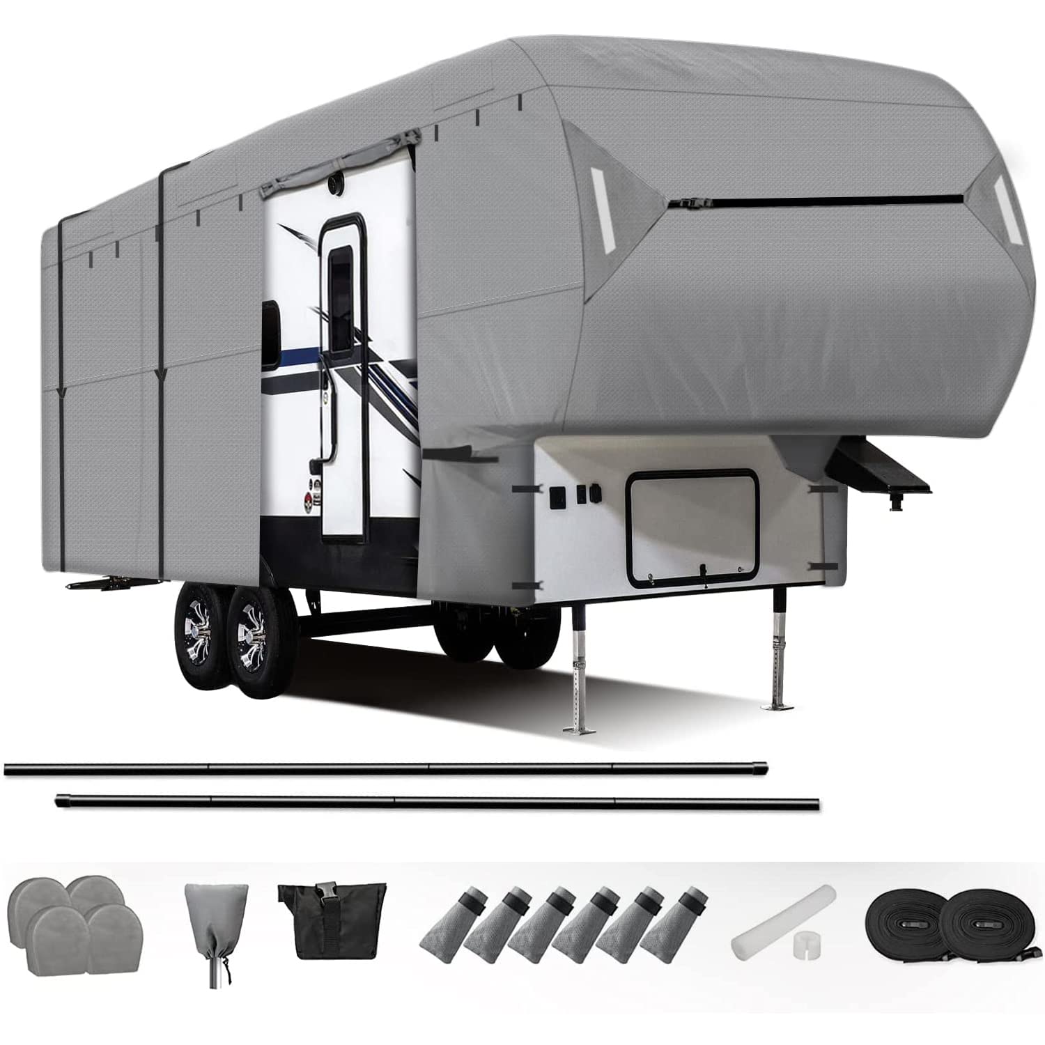 NEW EASY SETUP 5th Wheel RV Cover GRAY Waterproof | Leader Accessories