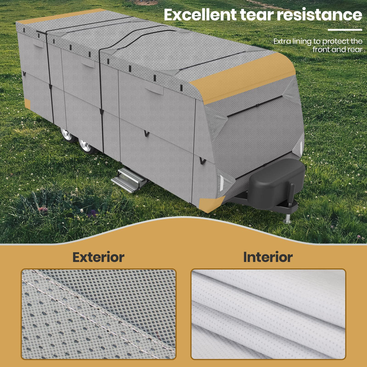 Covered Rv Ragged Upgraded Easy Setup RV Cover Extra Thick 5 Layers Travel Trailer Cover ...
