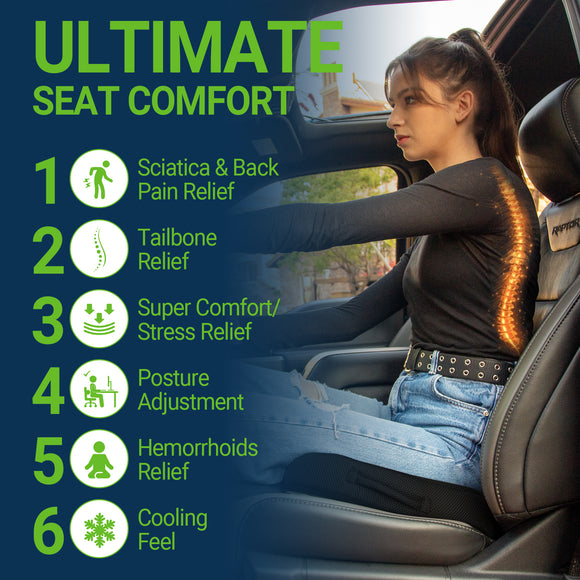 Gel Memory Foam Seat Cushion for Tailbone Pain Relief