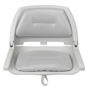 Buy gray-shell-w-gray-leather Folding Molded Padded Boat Seat – Comfortable Fishing Seat with Backrest （ 1 seat ）