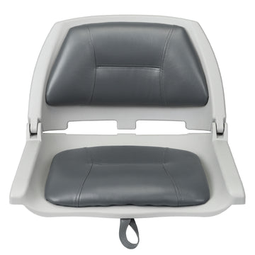 Buy gray-shell-w-charcoal-leather Folding Molded Padded Boat Seat – Comfortable Fishing Seat with Backrest （ 1 seat ）