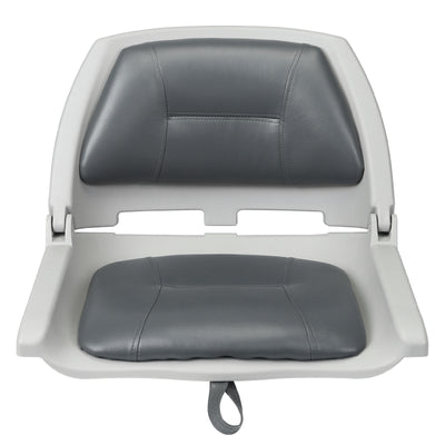 Buy gray-shell-w-charcoal-leather Folding Molded Padded Boat Seat – Comfortable Fishing Seat with Backrest （ 1 seat ）