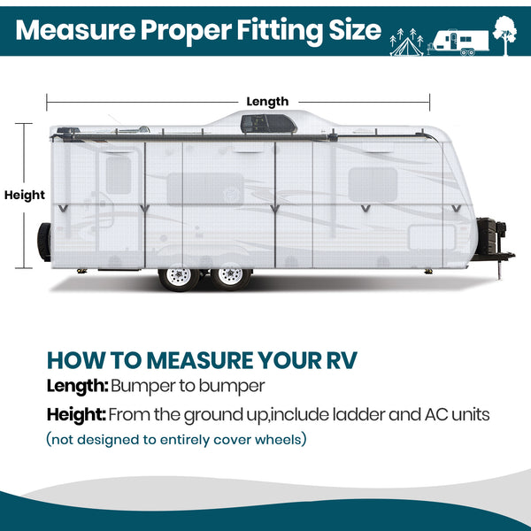 210D Upgraded Travel Trailer Cover RV Cover  with 4 Tire Covers Ripstop Diamond Camper Cover