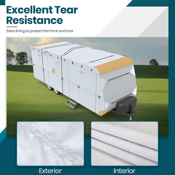 210D Upgraded Travel Trailer Cover RV Cover  with 4 Tire Covers Ripstop Diamond Camper Cover