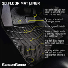 Season Guard 3D Floor Mat Liner, Ford F-150 Raptor Supercrew 2015-2020 Front and Rear Seat 3pc - 0