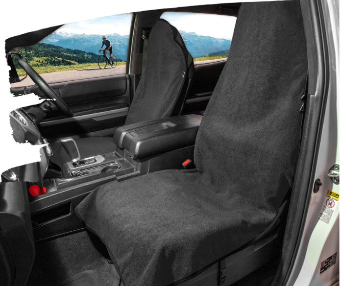 Terry Cloth Sweat Towel Seat Cover Carseat Towel Protector Waterproof Universal Fit for Car SUV Van Truck 1pc Black