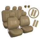 Embossed Cloth Grey 17pcs Car Seat Covers Full Set - Universal Fits Trucks SUV-3