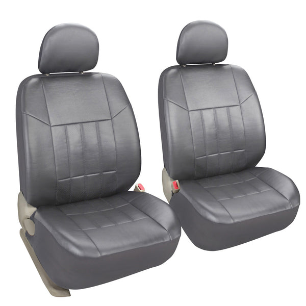 Leader Accessories Auto 2 Leather Car Seat Covers Black Universal Fit Cars  SUV Trucks Front Seats with Airbag