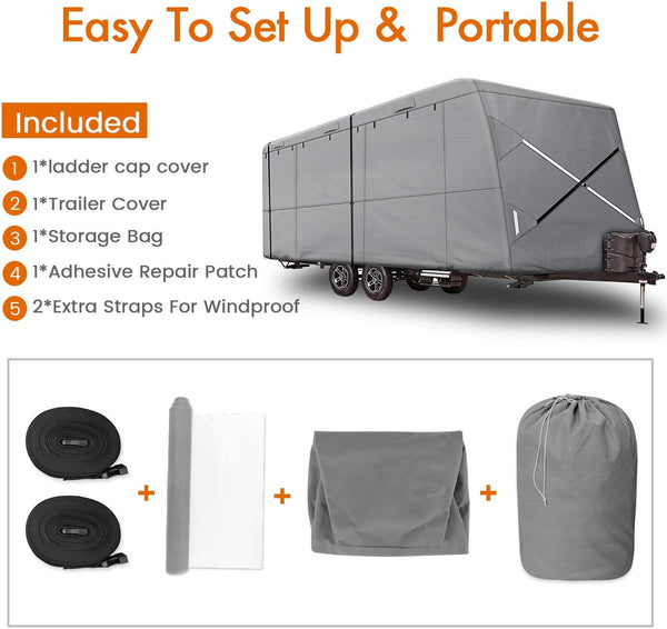 Travel Trailer RV Cover 230T Ripstop Diamond GRAY