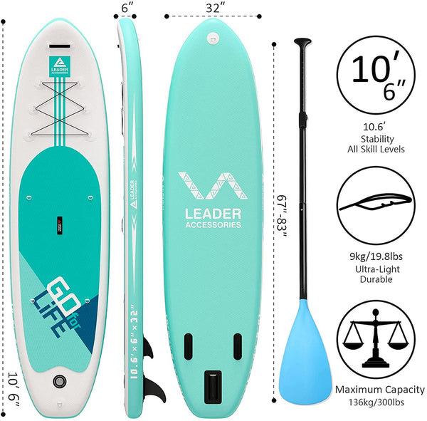 10'6" Inflatable Stand Up Board Aqua