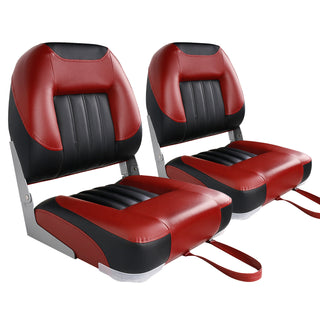Buy black-red-2-seats Low Back Folding Fishing Boat Seats - Stainless Steel Screws Included