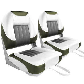Buy white-green-2-seats Low Back Folding Fishing Boat Seats - Stainless Steel Screws Included