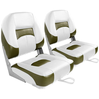 Buy white-olive-2-seats Low Back Fold Down Fishing Boat Seats - Stainless Steel Screws Included