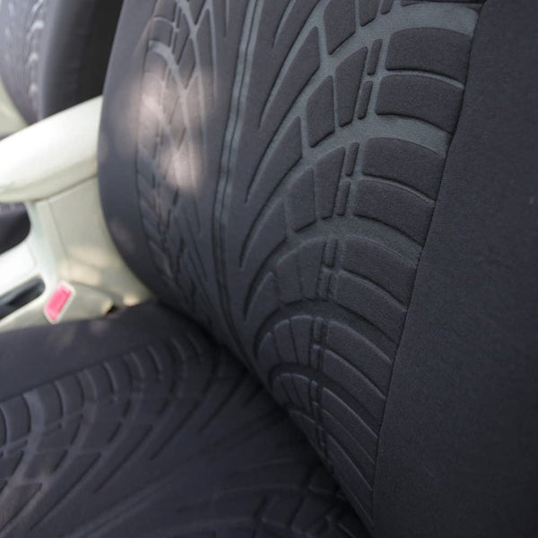 Embossed Cloth Grey 17pcs Car Seat Covers Full Set - Universal Fits Trucks SUV