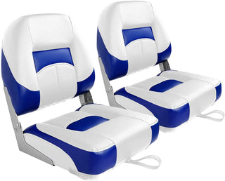 Buy white-blue-2-seats Low Back Fold Down Fishing Boat Seats - Stainless Steel Screws Included