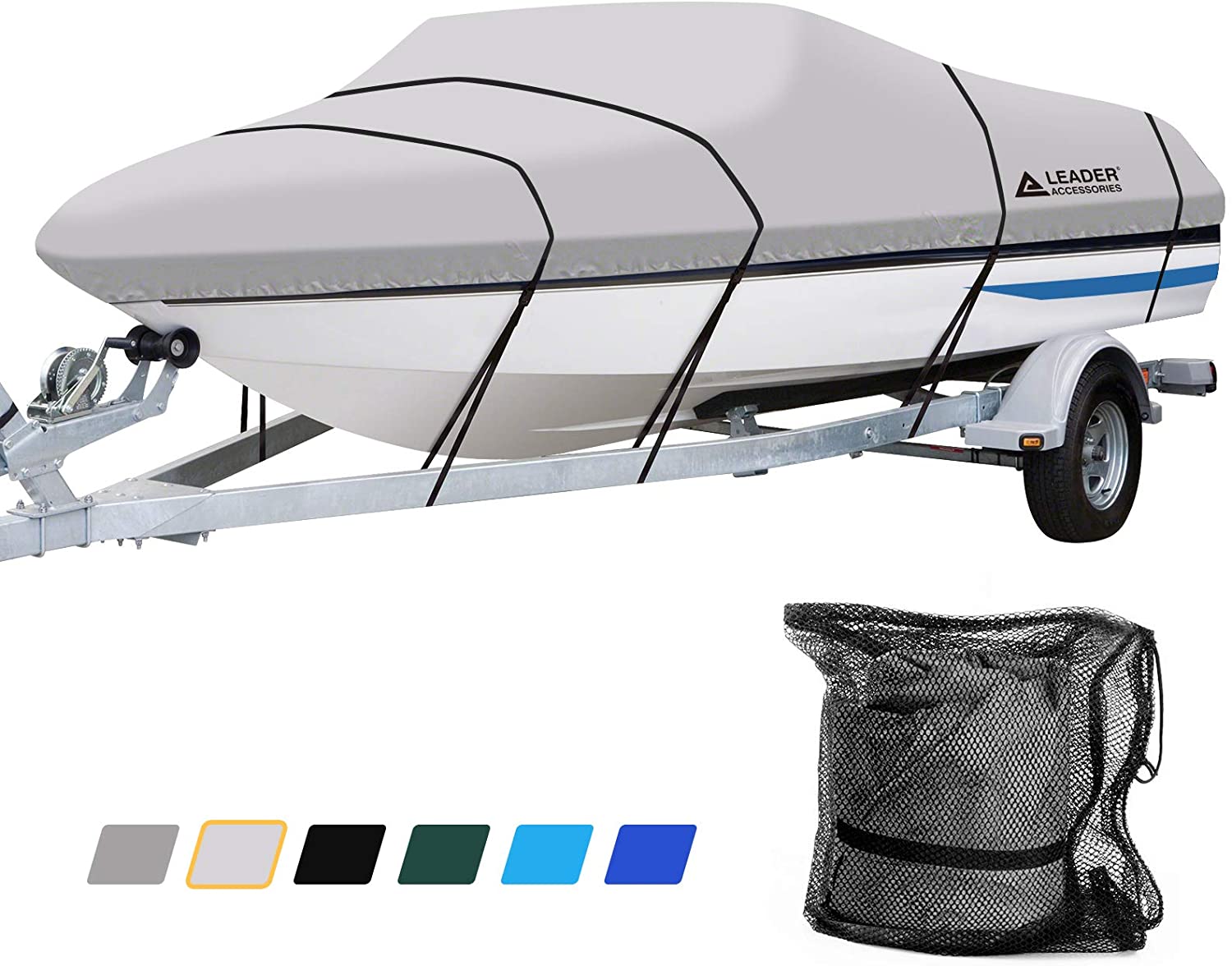 Trailerable Waterproof Boat Cover, Large Size Heavy Duty Boat Cover 600D Marine Grade Polyester Boat Cover Fit for V-Hull TRI-Hull Pro-Style Fishing B : GEARFLAG Trailerable Boat Cover 600D Heavy Duty