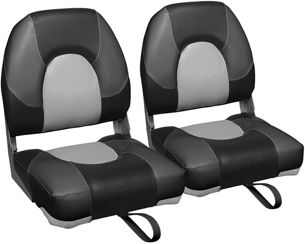 Leader Accessories Bass Boat Seats Folding Fishing Boat Seat  (Black/Charcoal)