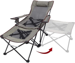2 in 1 Folding Camping Chair with Footrest Recliner