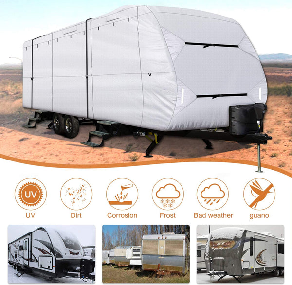 Travel Trailer RV Cover 210D Ripstop Diamond Silver Waterproof