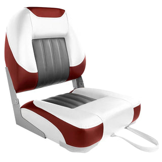 Buy white-red-1-seat Low Back Folding Fishing Boat Seats - Stainless Steel Screws Included