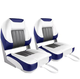 Buy white-blue-2-seats Low Back Folding Fishing Boat Seats