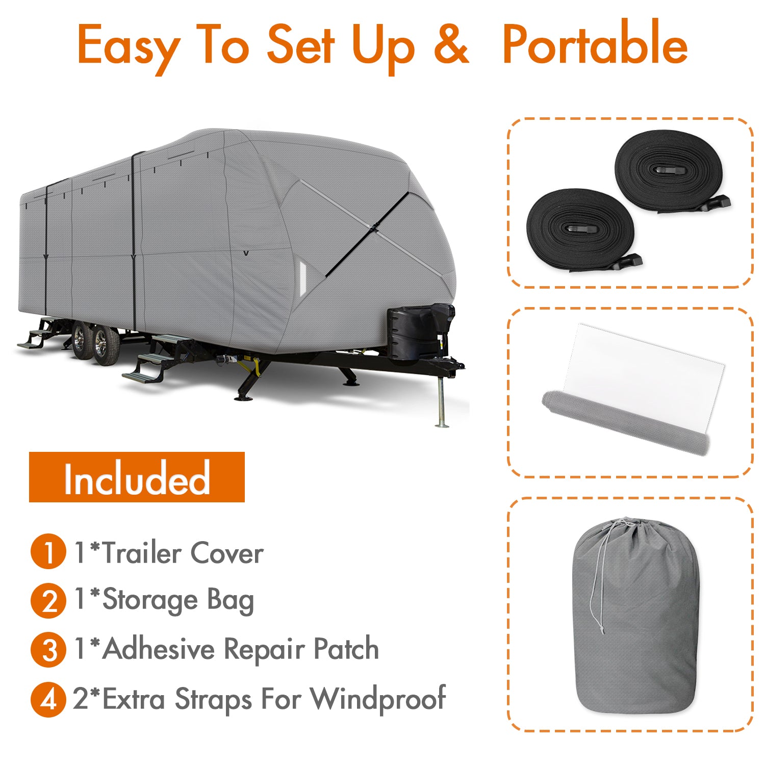 Travel Trailer RV Cover Full Size GRAY