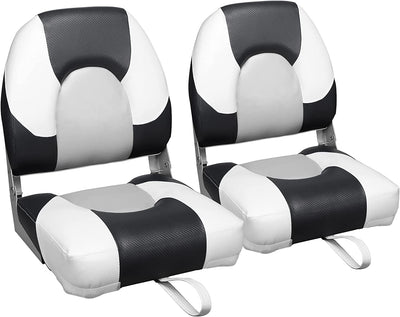 Buy black-white-light-grey High Back Folding Fishing Boat Seats (2 seats)