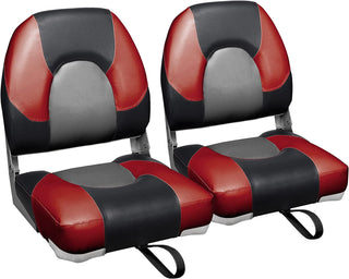 Buy black-red-charcoal A Pair of Low Back Folding Fishing Boat Seats