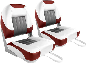 Buy white-red-2-seats Low Back Folding Fishing Boat Seats