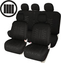 Embossed Cloth Grey 17pcs Car Seat Covers Full Set - Universal Fits Trucks SUV